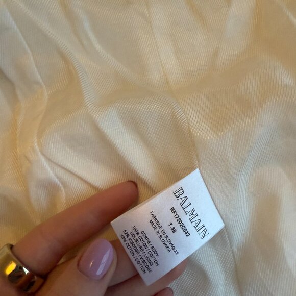 NWT Balmain Fitted Cotton Blazer Jacket Double-Breasted In White Sz 36 - Picture 5 of 11